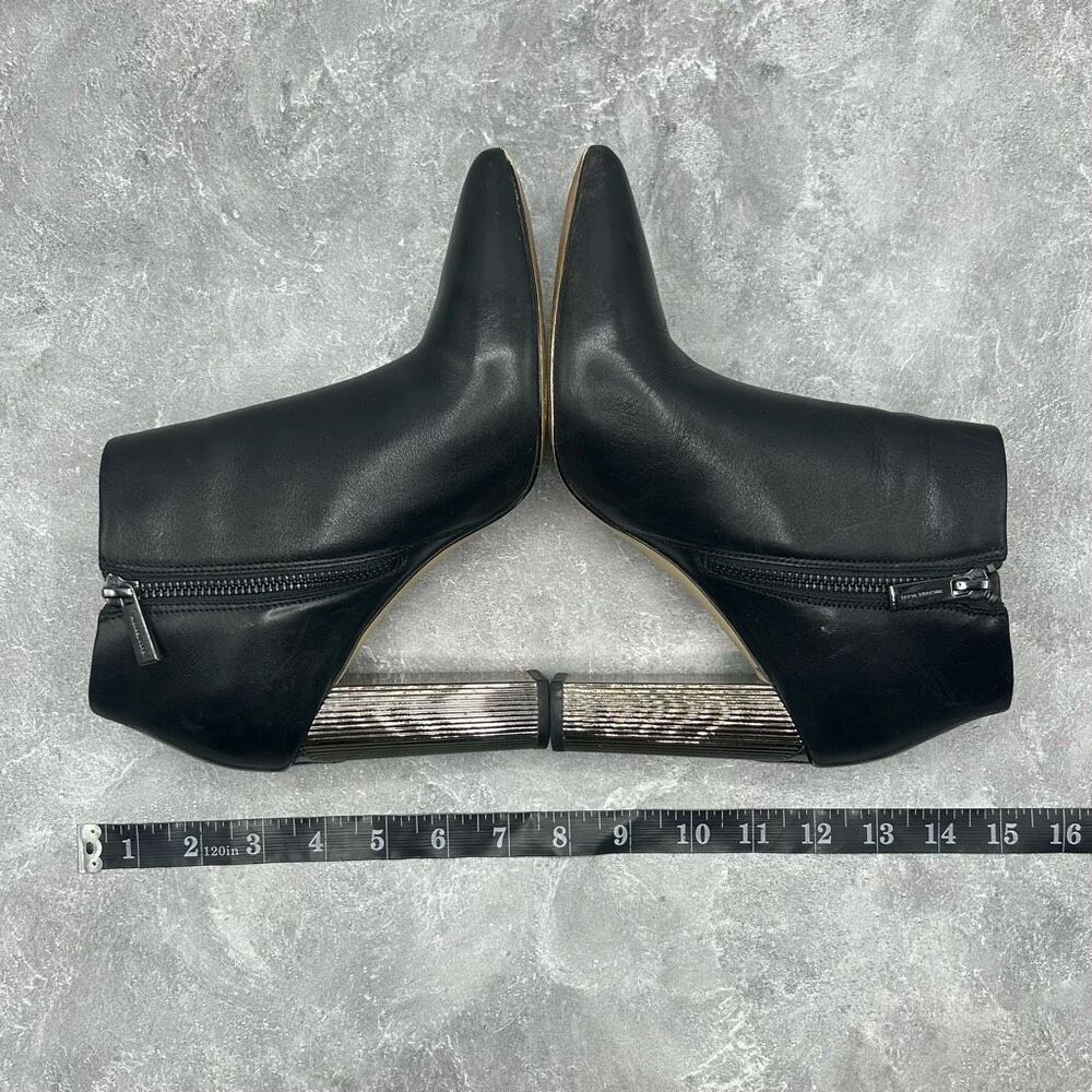 Michael Kors Paloma Black Bootie Boots Size 6.5 M Leather Block Heels Pointed - Picture 12 of 16